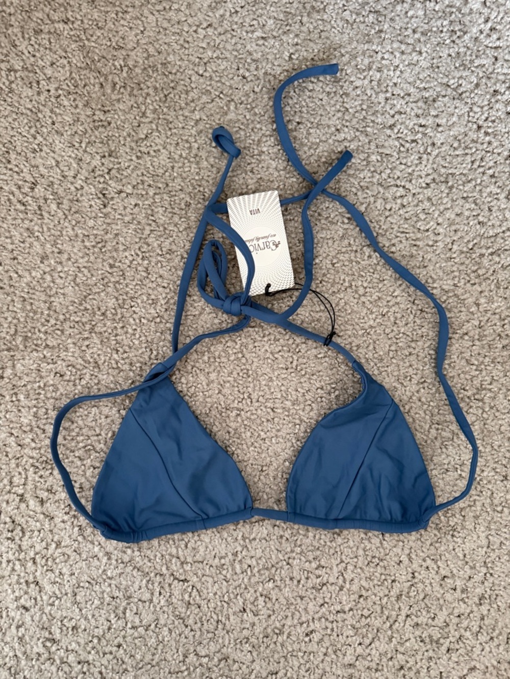 Blue Triangle Bikini Top with Tag